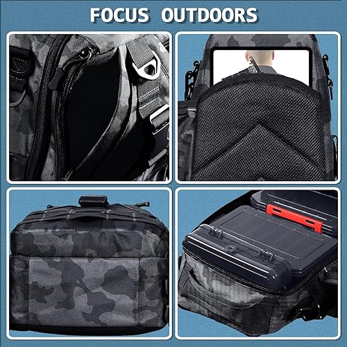 Miniatura 69 de Aertiavty Mochila de pesca, bolsa de pesca con caja de aparejos, bolsa de aparejos de pesca compacta, mochila de aparejos de pesca con soporte