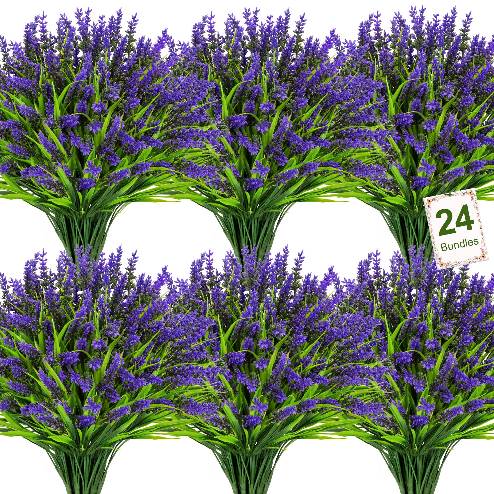 Bassion 24 Bundles Artificial Flowers for Outdoors