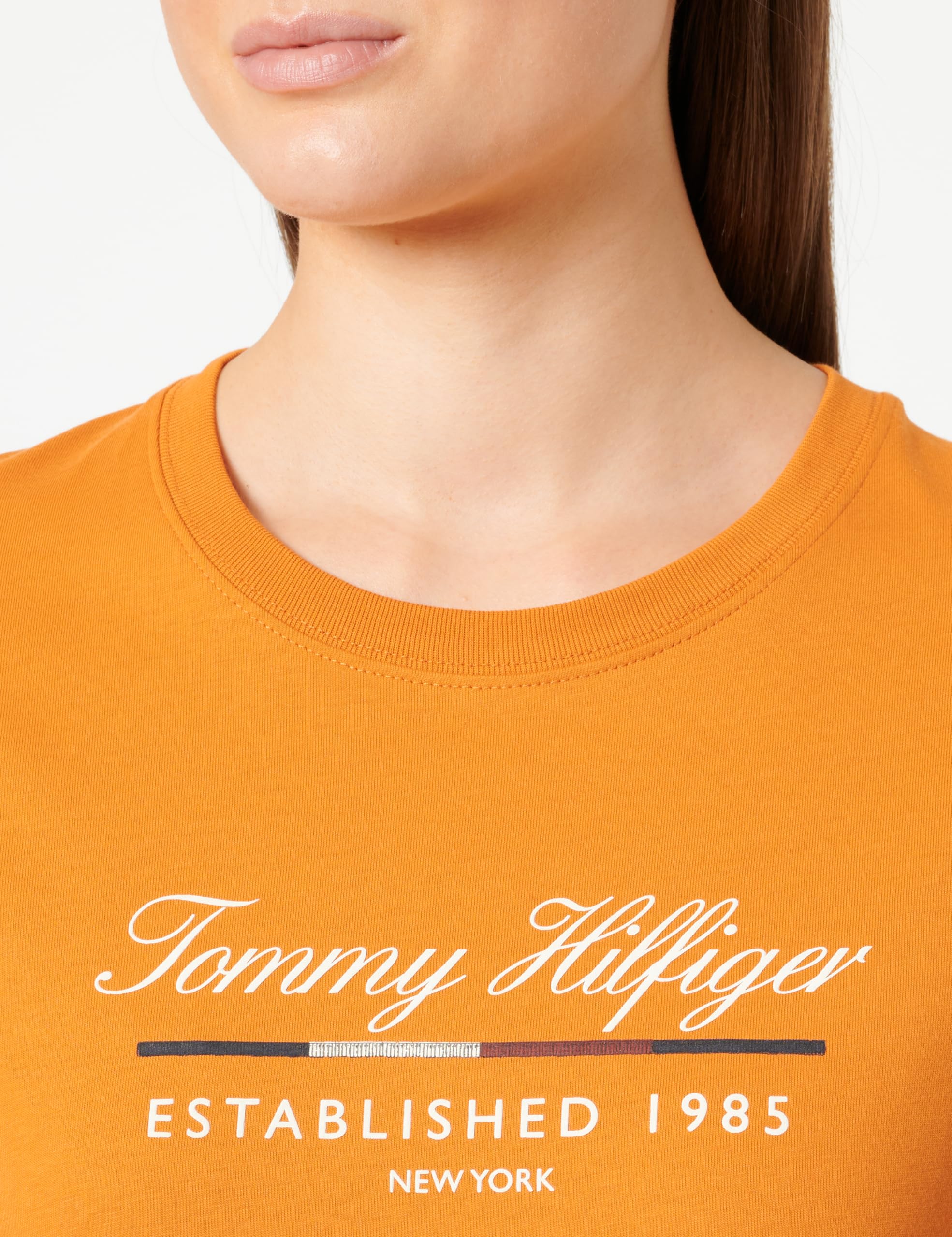 Tommy Hilfiger Donna T-Shirt Maniche Corte Script Graphic in Cotone