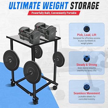 Dumbbell Stand & Weight Plate Tree - Steel 260 LB Compact Dumbbell Rack Set