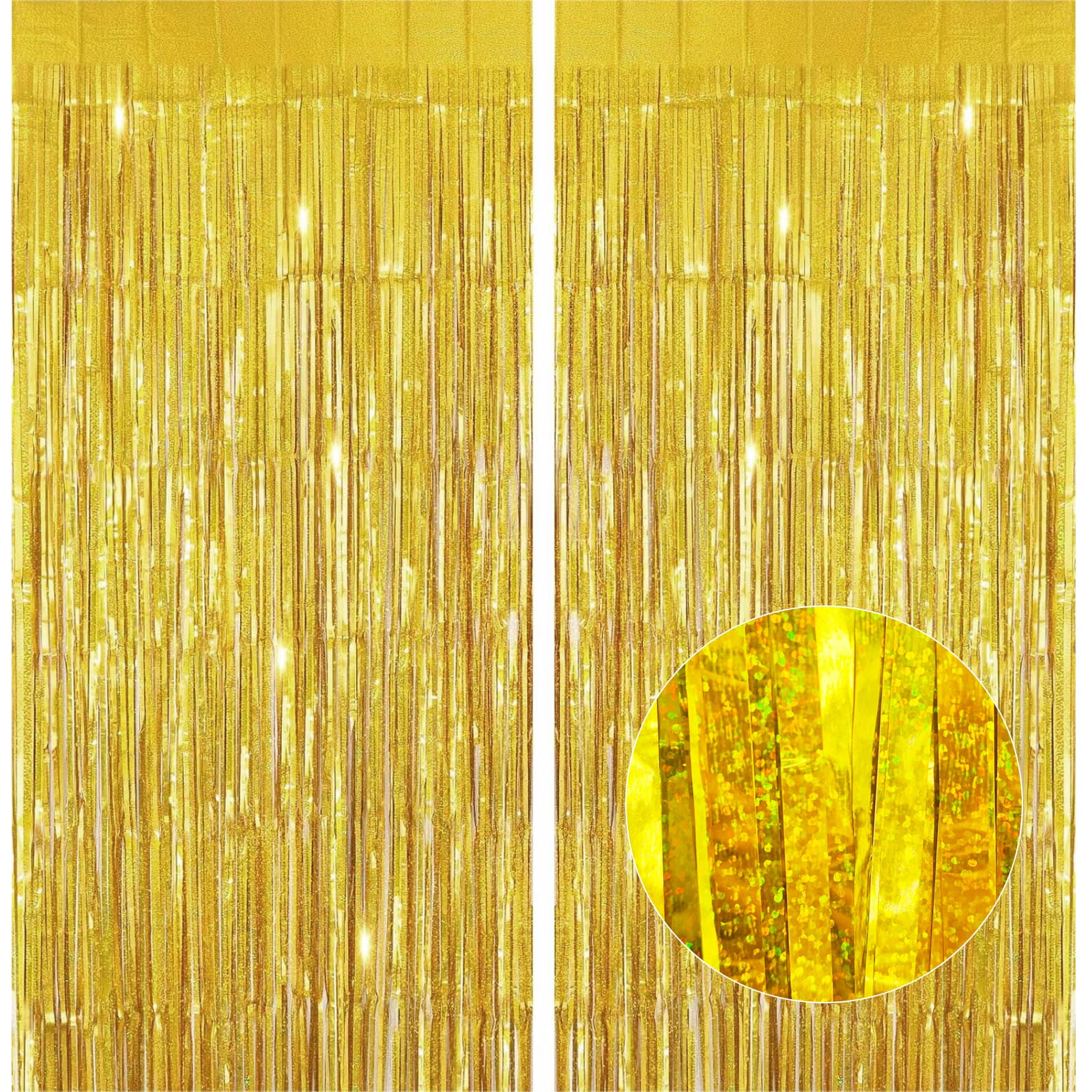 2 Tende Metallizzate Oro E Argento - 100x250cm, Con Frange, Per Feste E Decorazioni