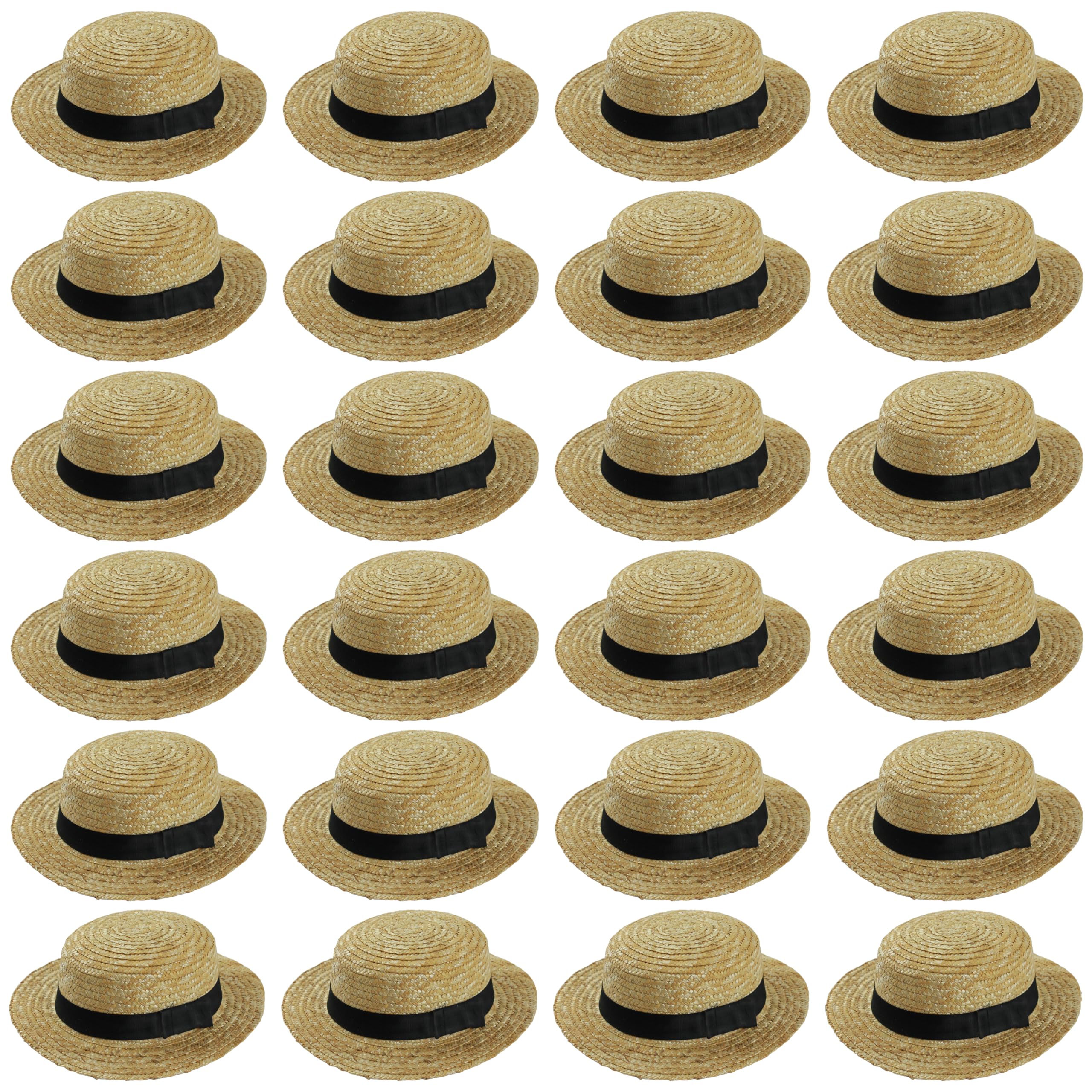 0207VP78XJG ILoveFancyDress Lot de 24 canotiers avec Ruban et nœud Noirs