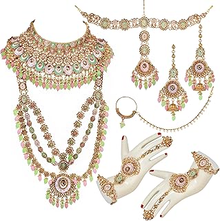Lucky Jewellery Traditional White Color Gold Plated Kundan Bridal Wedding Set For Girl &amp; women (W1ZK-1080-W)