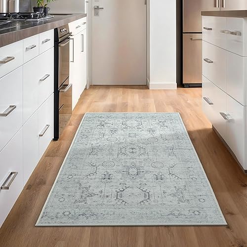 Miniatura 4 de GLN Rugs Bohemian Collection - Alfombra de felpilla lavable a máquina, bohemio vintage, antideslizante, alfombra de felpilla de pelo bajo, para sala