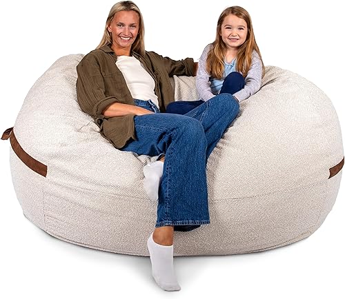 Miniatura 65 de Big Joe Fuf Silla Puf de Espuma de 5 Pies de Tamaño Extra Grande con Funda Extraíble para Niños, Adolescentes, Adultos, Onyx Lenox, Poliéster Tejido
