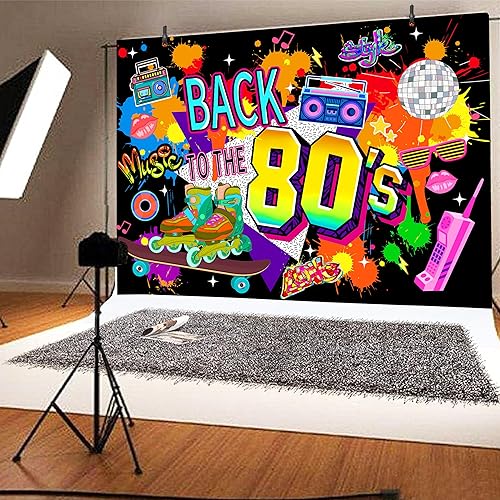 Miniatura 4 de Fondo de los años 80 de 7 x 5 pies, graffiti de regreso a los 80, decoraciones de fiesta de cumpleaños de los años 80, pancarta de los años 90 para