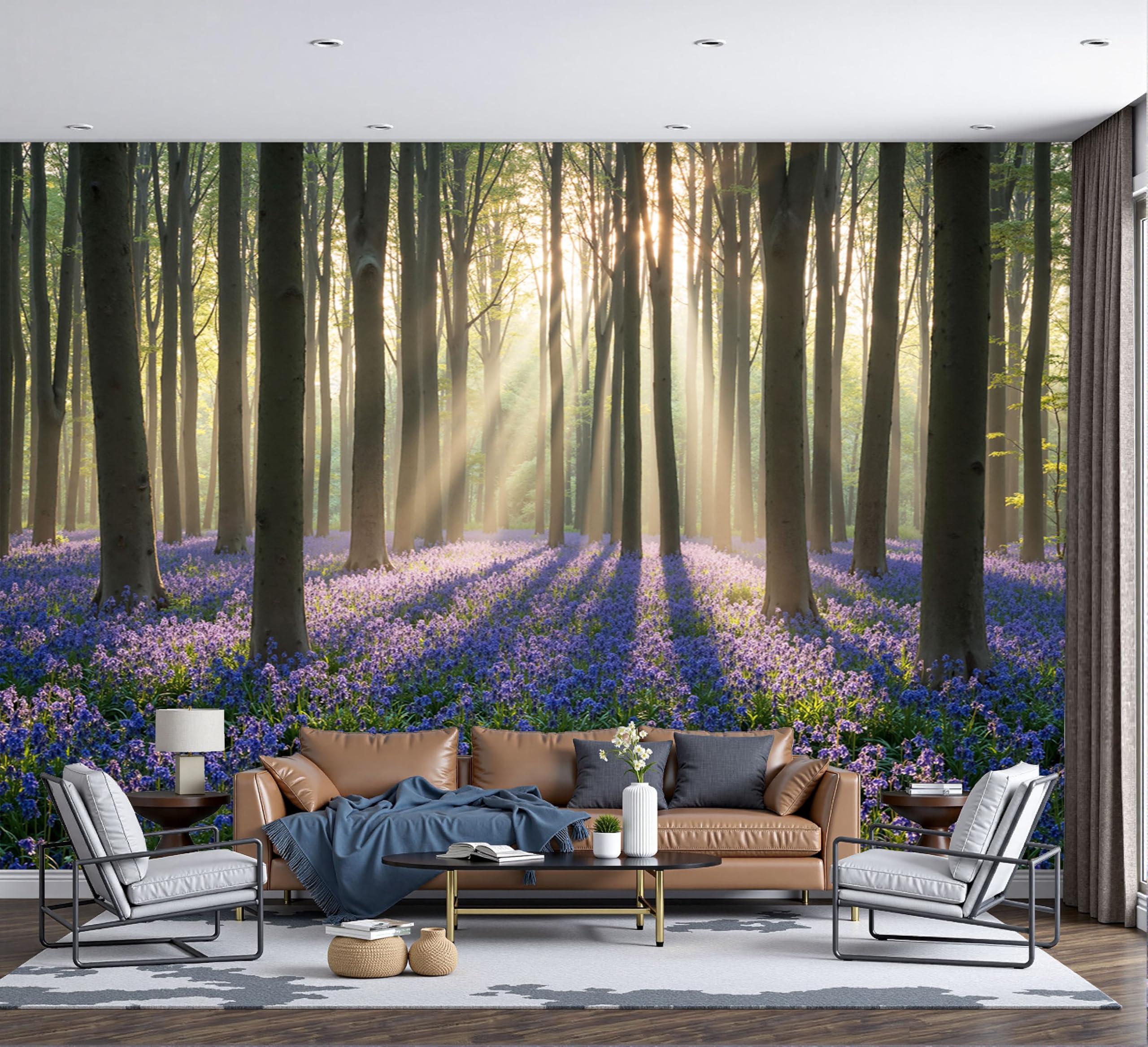 Papier peint soie panoramique haut de gamme pour décoration murale salon