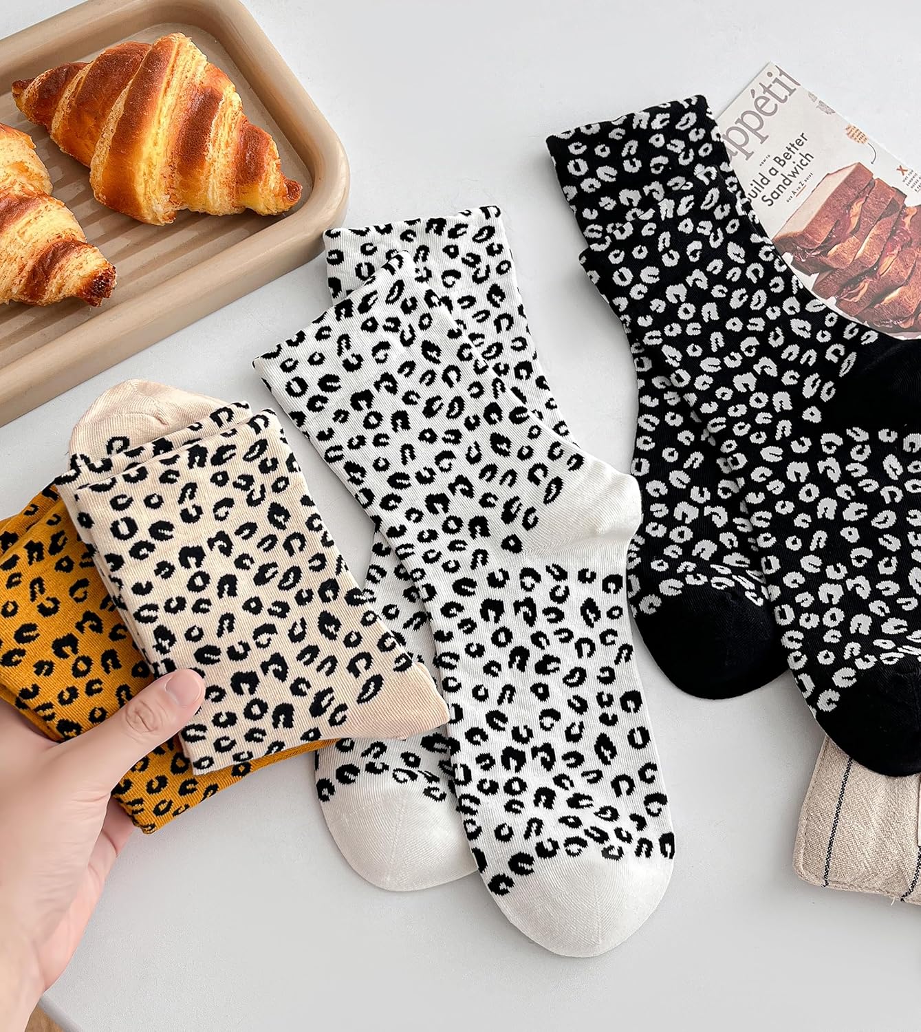 Leopard Animal Socks Size 5-9, Women Cheetah Print Crew Soft Polka Dot Cotton Ankle Sock - Image 7