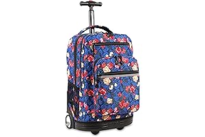 J World New York Sundance Rolling Backpack for Girl Boy, Vintage Rose, 20 Inch