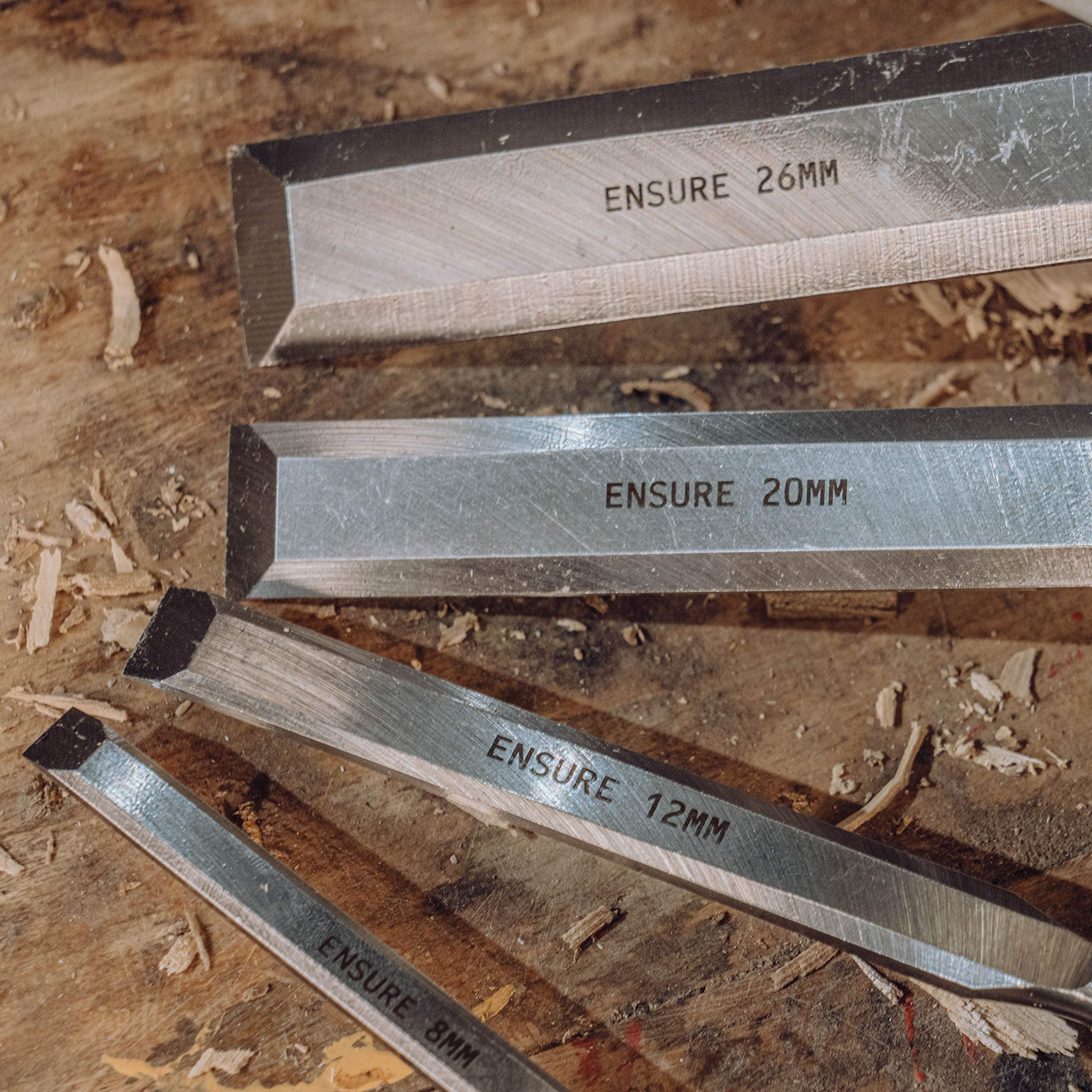 Juego de formones para madera 6pzas de Q30 acero inoxidable 6, 10, 12, 18, 25, 32mm con práctico maletín de WIESEMANN 1893 I ENSURE Serie I 81284