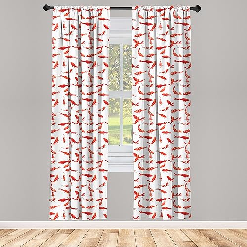 Miniatura 2 de Ambesonne Koi Fish - Cortinas para ventana, diseño gráfico de jardín de agua tranquila y exótica japonesa oriental, diseño gráfico de jardín de agua