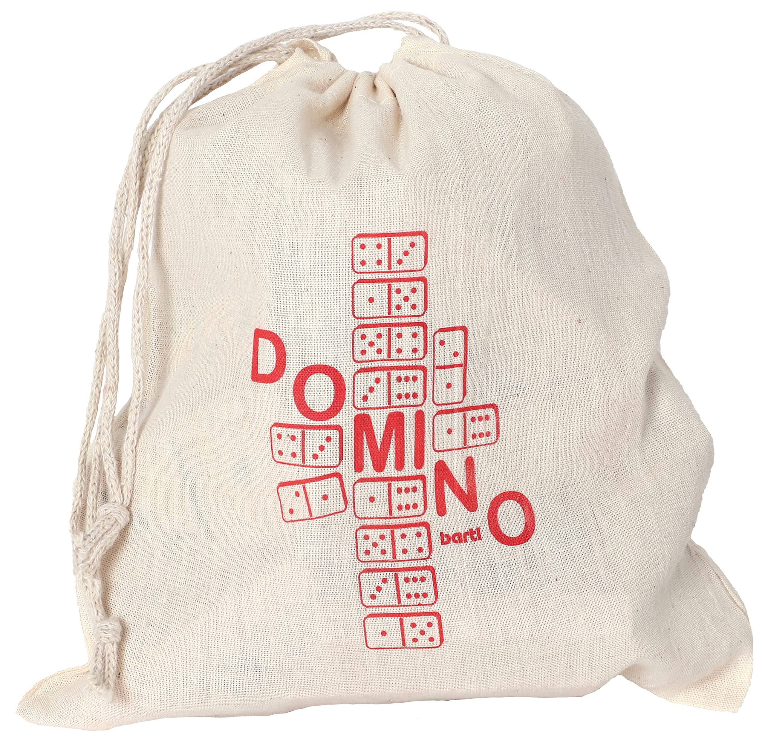 Bartl 103926 Extra Large Domino XXL de Madera de Haya Natural Ideal para niños pequeños y Personas Mayores (28 Piezas de 8 cm x 4 cm) con una práctica Bolsa de algodón para Guardar