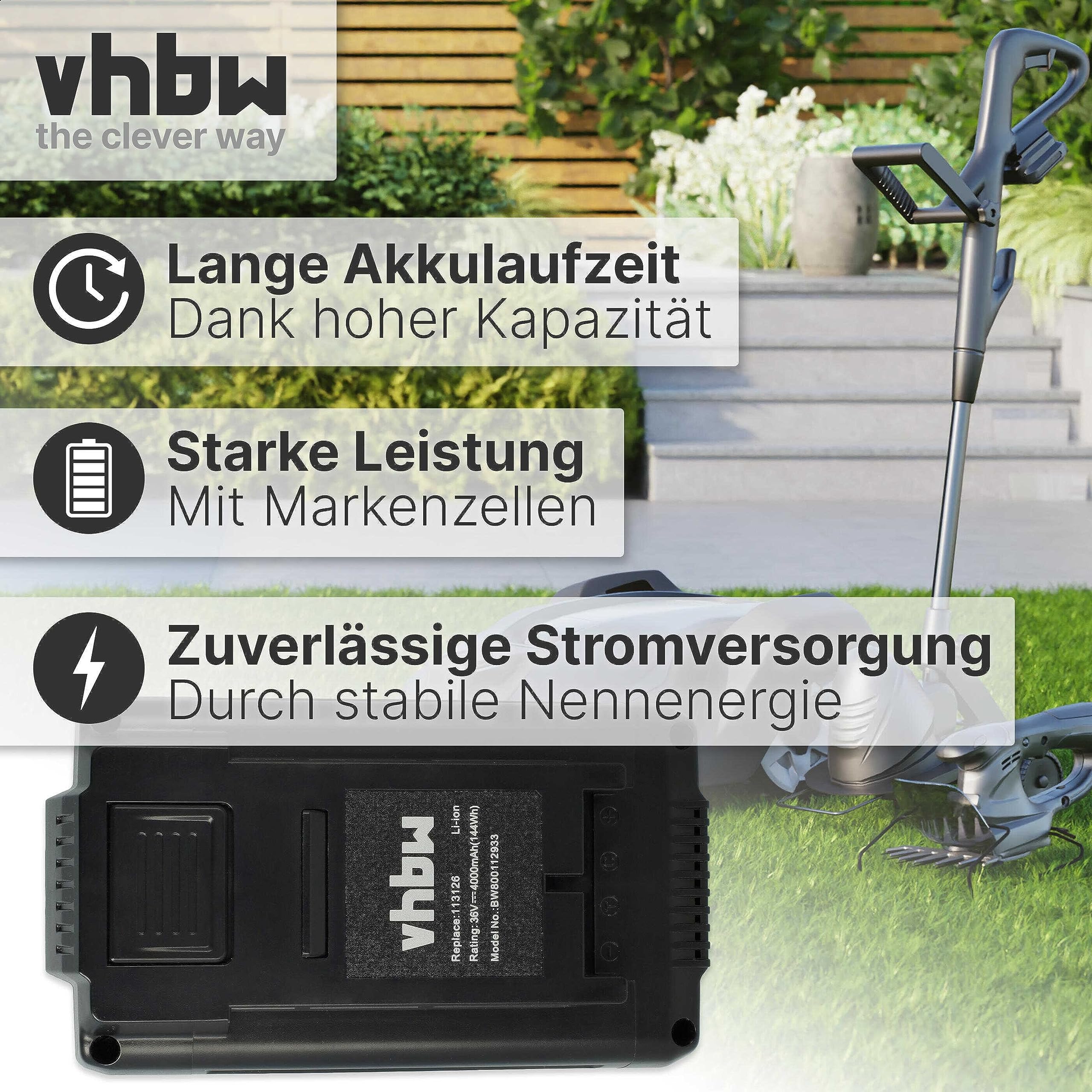 vhbw Akku Ersatz für AL-KO 113124, 113126, 113280, 9113280, B150, B200 für Rasenmäher Rasenroboter (4000mAh, 36V, Li-Ion)