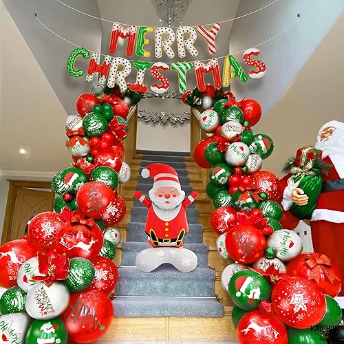 Miniatura 4 de KatchOn, Globos de Navidad de Papá Noel, paquete de 10, grandes, globos de papel de aluminio de Feliz Navidad, globos de Papá Noel, elfos, globos de