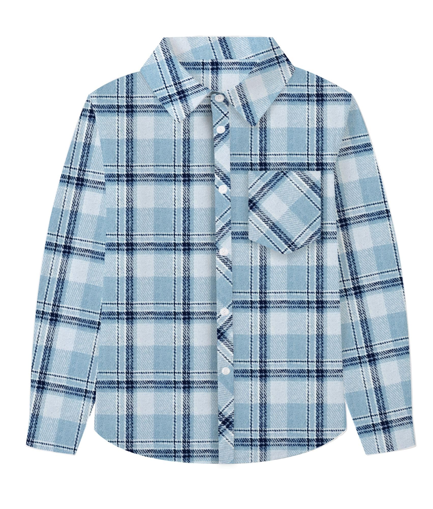 100% Cotton Girls and Women Flannel Shirts Long Sleeve Plaid Button Down Flannel Shirts for Girls and Women