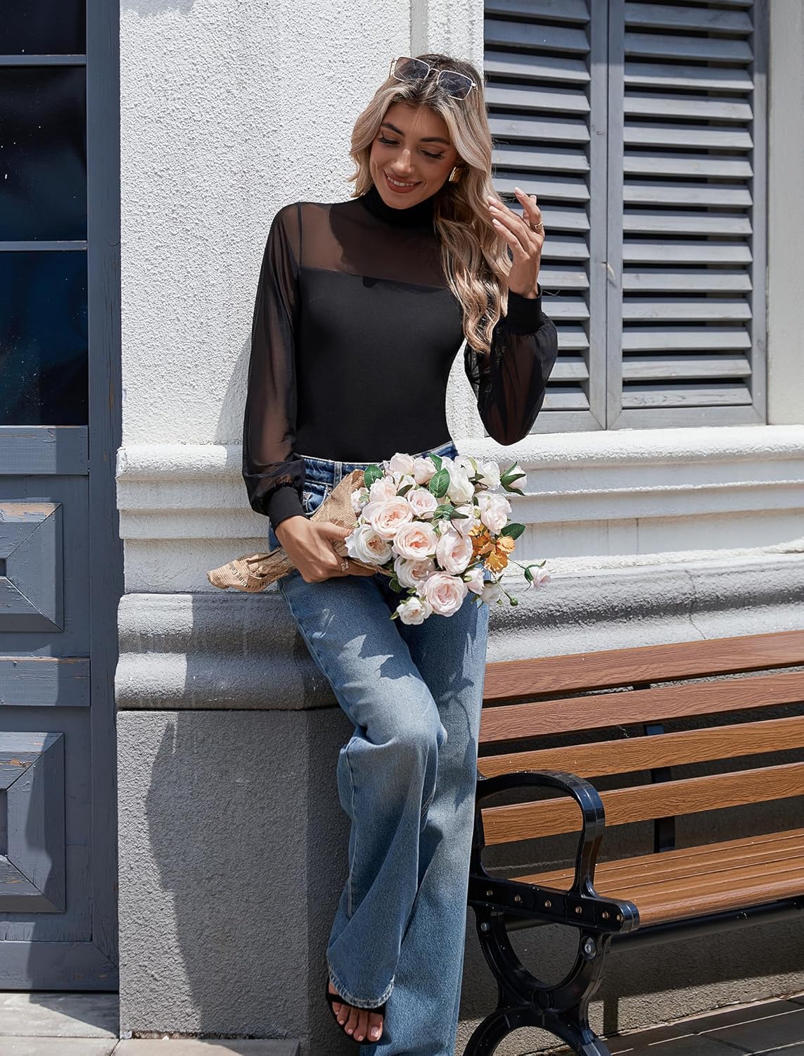 Avidlove Long Sleeve Body Suits Womens Mesh Turtleneck Bodysuit Thong Dressy Going Out Bodysuits Top Fall Outfits - Image 8