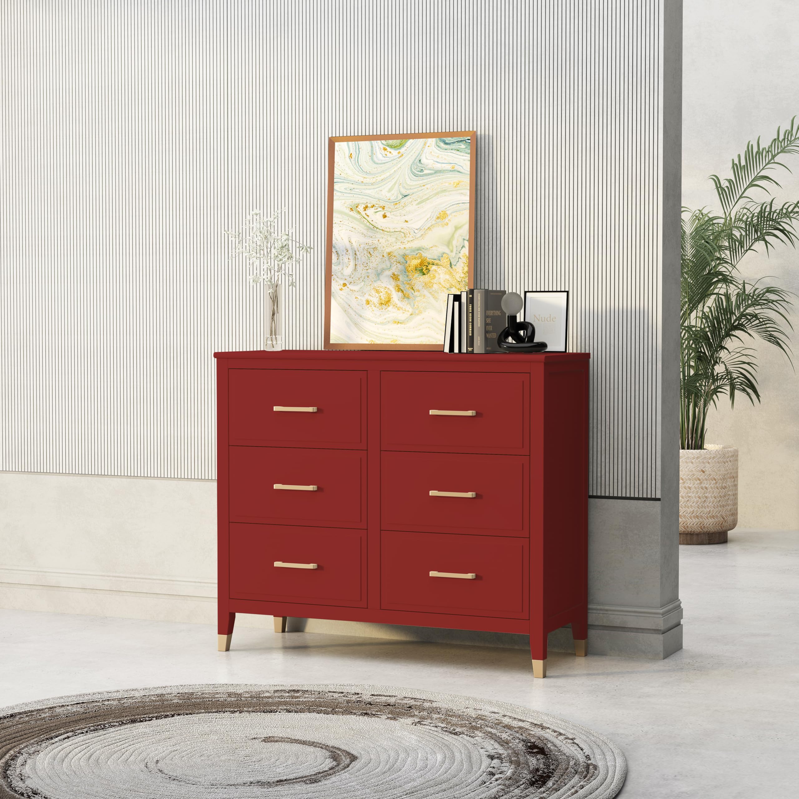 Cabinet Bits Palazzi 6 Drawer Chest Red H90 W105 D40cm