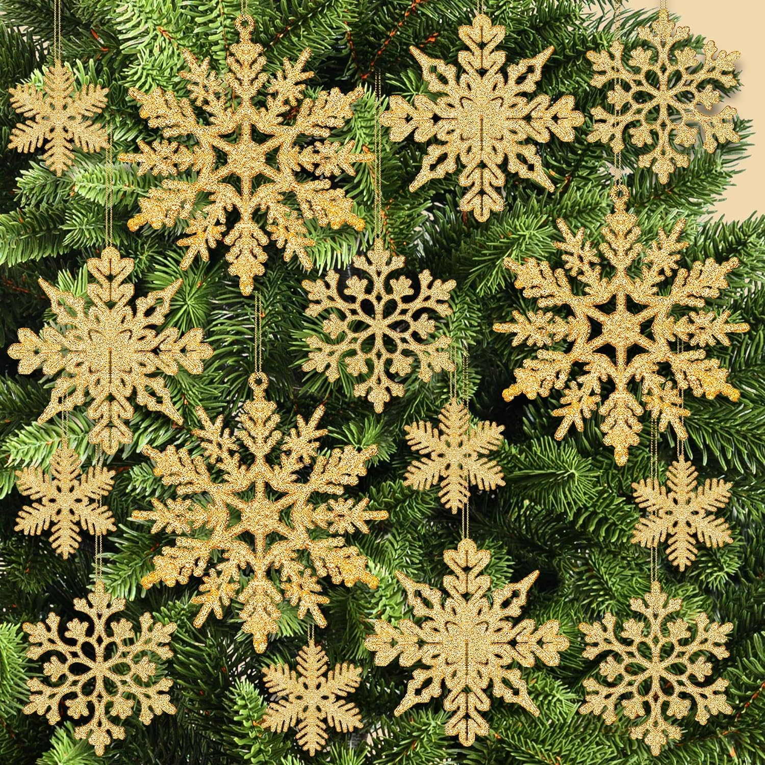 Buy 5 Piece Christmas Party Decorations Snowflake Ornaments Gold
