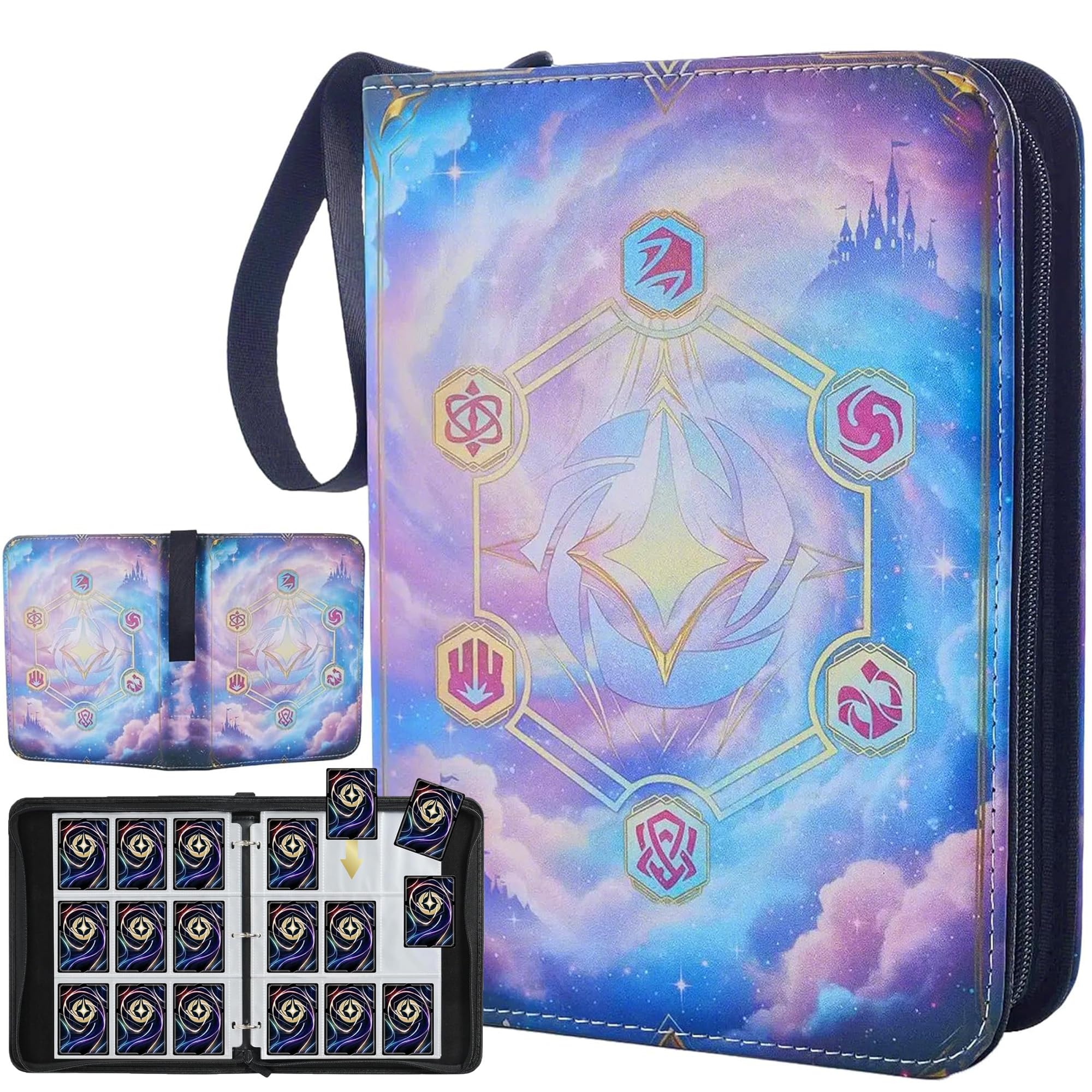HBK Lorcana Binder 900 Pockets, PU Leather Card Collection Binder, 50 cards