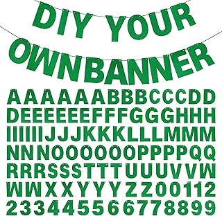 DIY Banner Kit with Letters Glitter Banner Letters Green Customizable Birthday Banners Graduation Custom Party Hanging Banners for Graduation Wedding Party Baby Shower Decoration (Green)