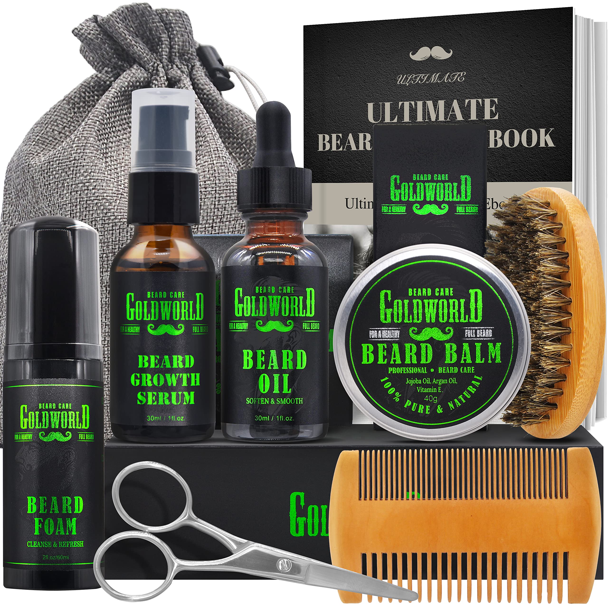 Beard Kit,Beard Growth Kit,Beard Grooming Kit,w/Beard Foam/Shampoo/Wash