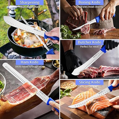 Miniatura 3 de 5 cuchillos de chef con bolsa de rollo, juego de cuchillos de cocina, cuchillo afilado de acero inoxidable para cortar carne, frutas y verduras,