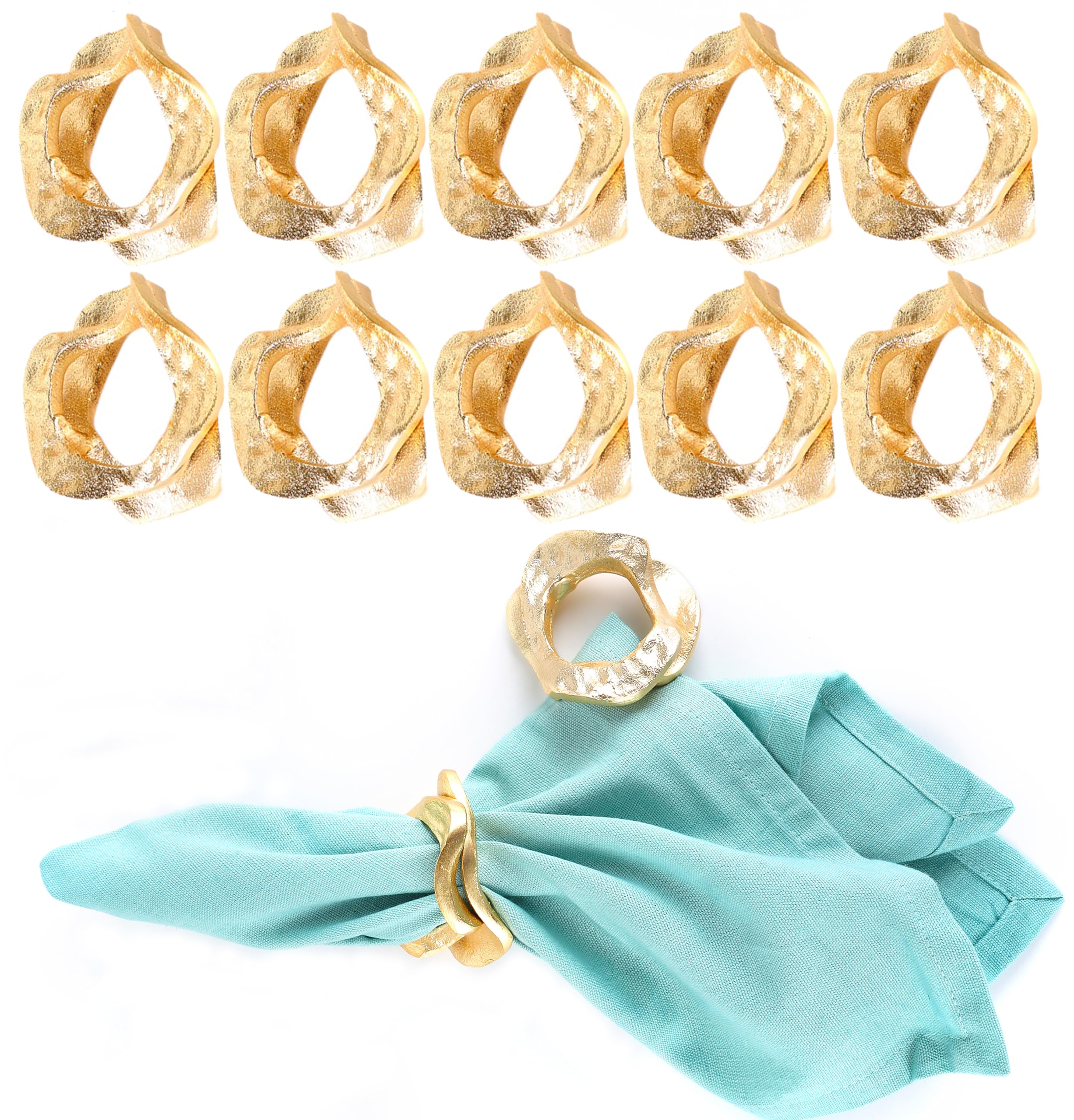 Napkin Ring Holders, Napkin Rings, Napkin Rings Set of 8, Napkin Ring Holders for Cloth Napkins, Round Serviette Rings, Napkin Ring Set, Napkin Ring Bulk - Golden