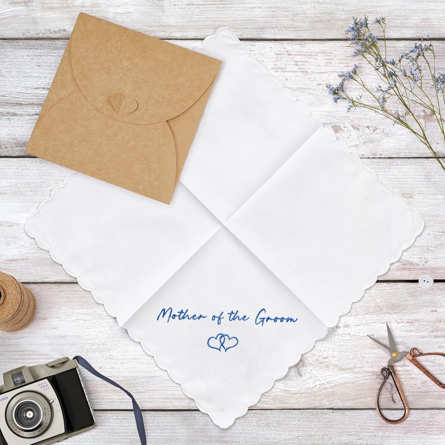 W&F GIFT Handkerchief - 12" x 12" - Something Blue for Bride on Wedding Day - Bridal Weddings Hankie - Image 5