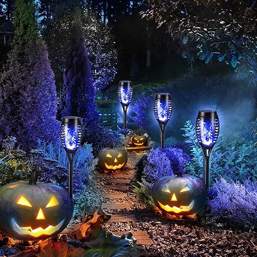 Miniatura 3 de Toodour Luces solares de llama de antorcha, paquete de 12 luces solares para exteriores con llama parpadeante, luces solares impermeables para
