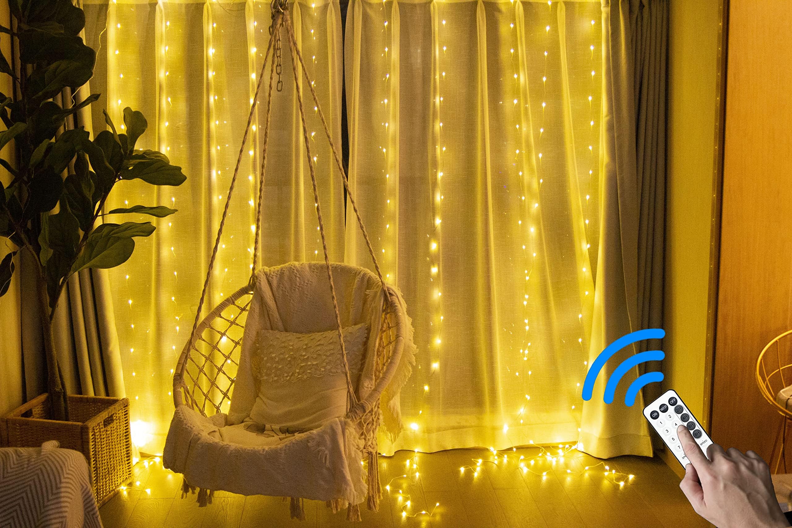 12AMP Fairy Lights and String Lights,Waterproof Premium Copper Wire(3Wire) 66Ft 200 Led Plug in with UL Adapter,Firefly Starry Moon Lights for Bedroom DIY Wedding Party Patio Christmas (Warm White)