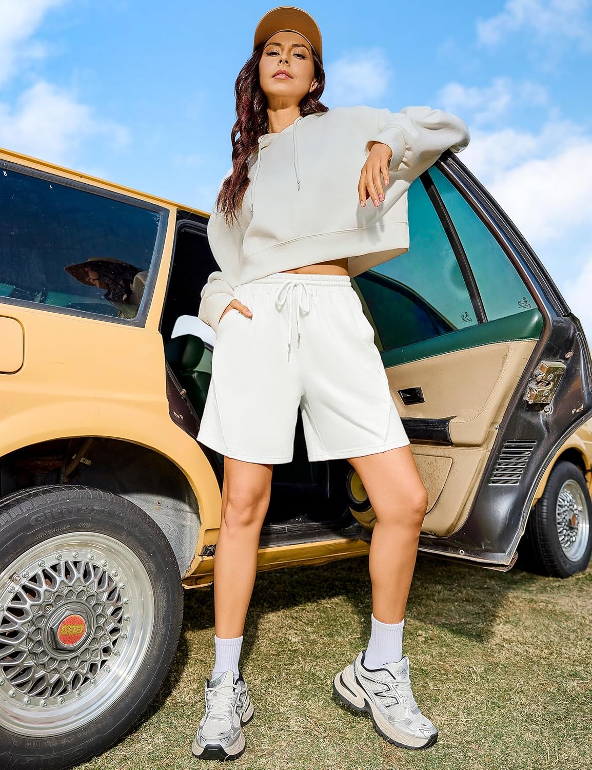 Quenteen Women's Athletic Shorts High Waisted Bermuda Casual Cotton Sweat Short Running Walking - Image 5