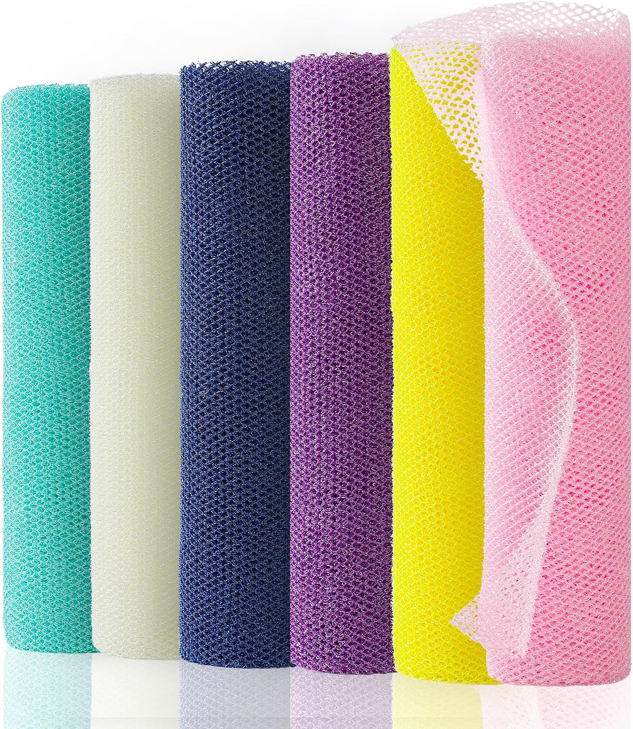 African Net Sponge Extra Long 3 Pieces, Loofah Back Scrubber for Shower, Exfoliating Washcloth & Body Scrubber, 39.37" L x 12.99" W Bath Sponge (Blue, Pink, Purple)