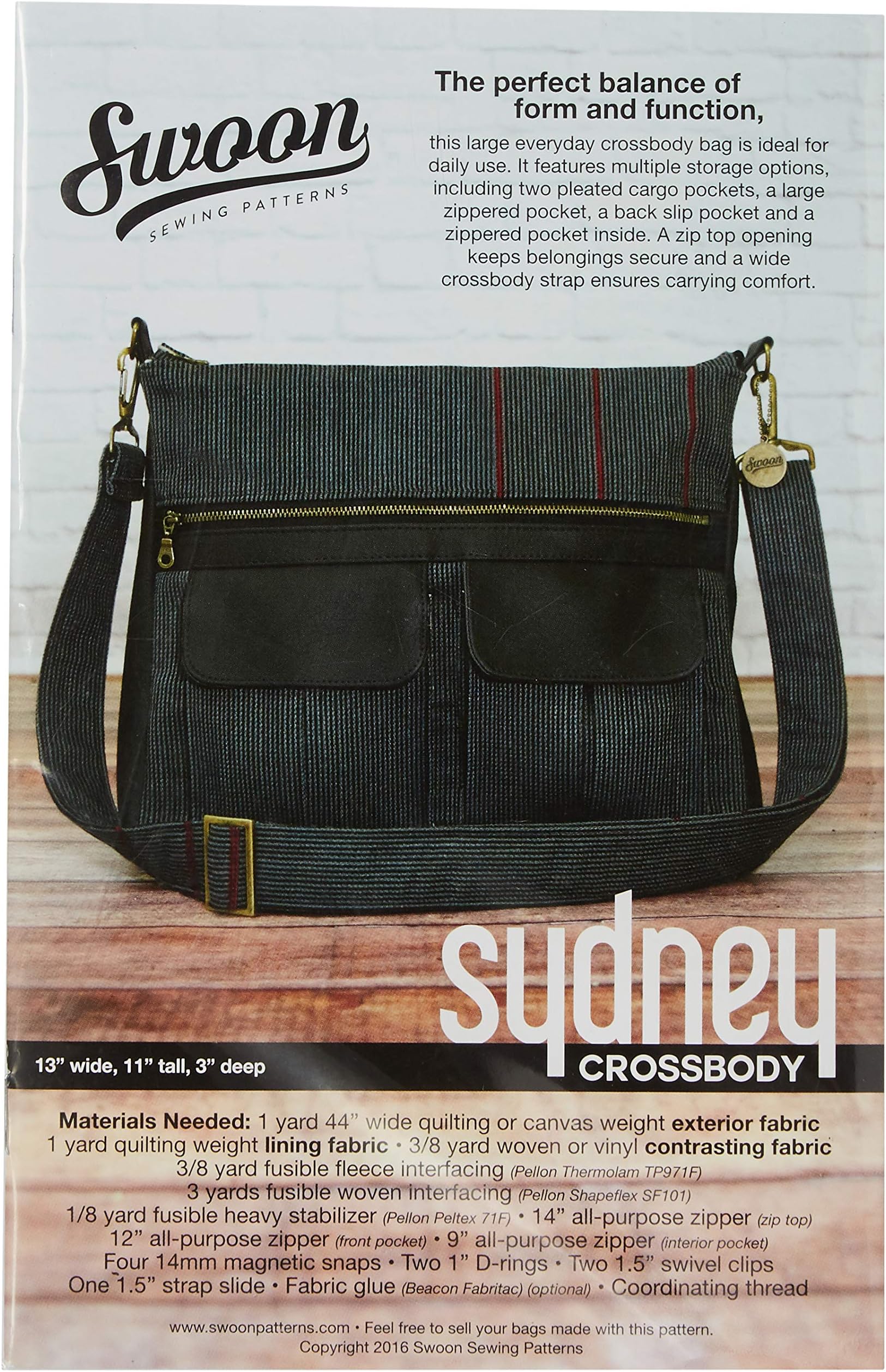 Swoon Patterns Sydney Cross Body Art and Craft Supply