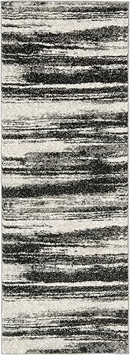 Miniatura 3 de SAFAVIEH Retro Collection - Alfombra de pasillo de 2 pies 3 pulgadas x 7 pies, gris oscuro y gris claro, diseño abstracto moderno, no desprende