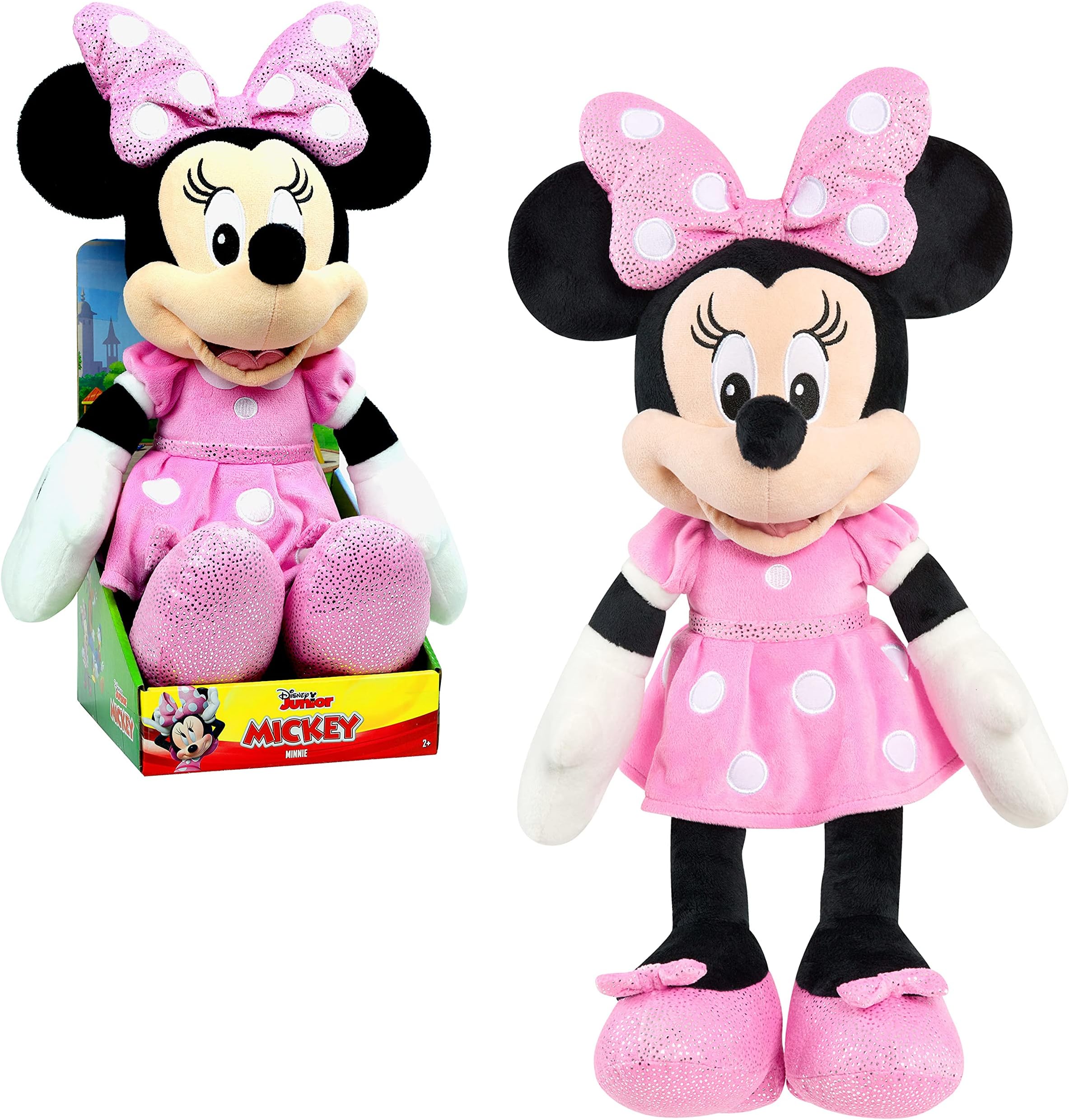 Disney Junior Mickey Mouse Large 19-inch Plush Minnie Mouse, Stuffed Animals, Pretend Play, Kids Toys for Ages 2 Up by Just Play