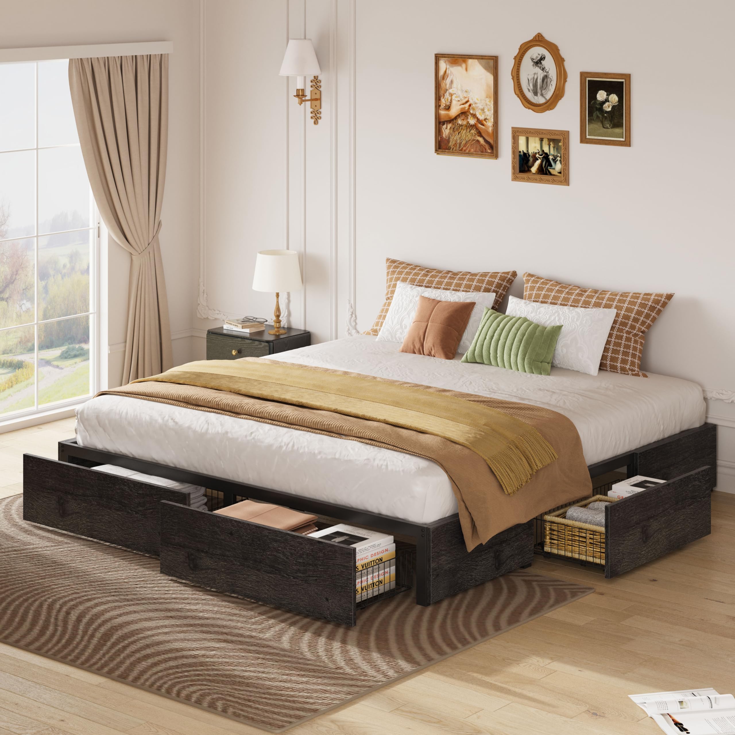 LIKIMIO King Bed Frame with Storage