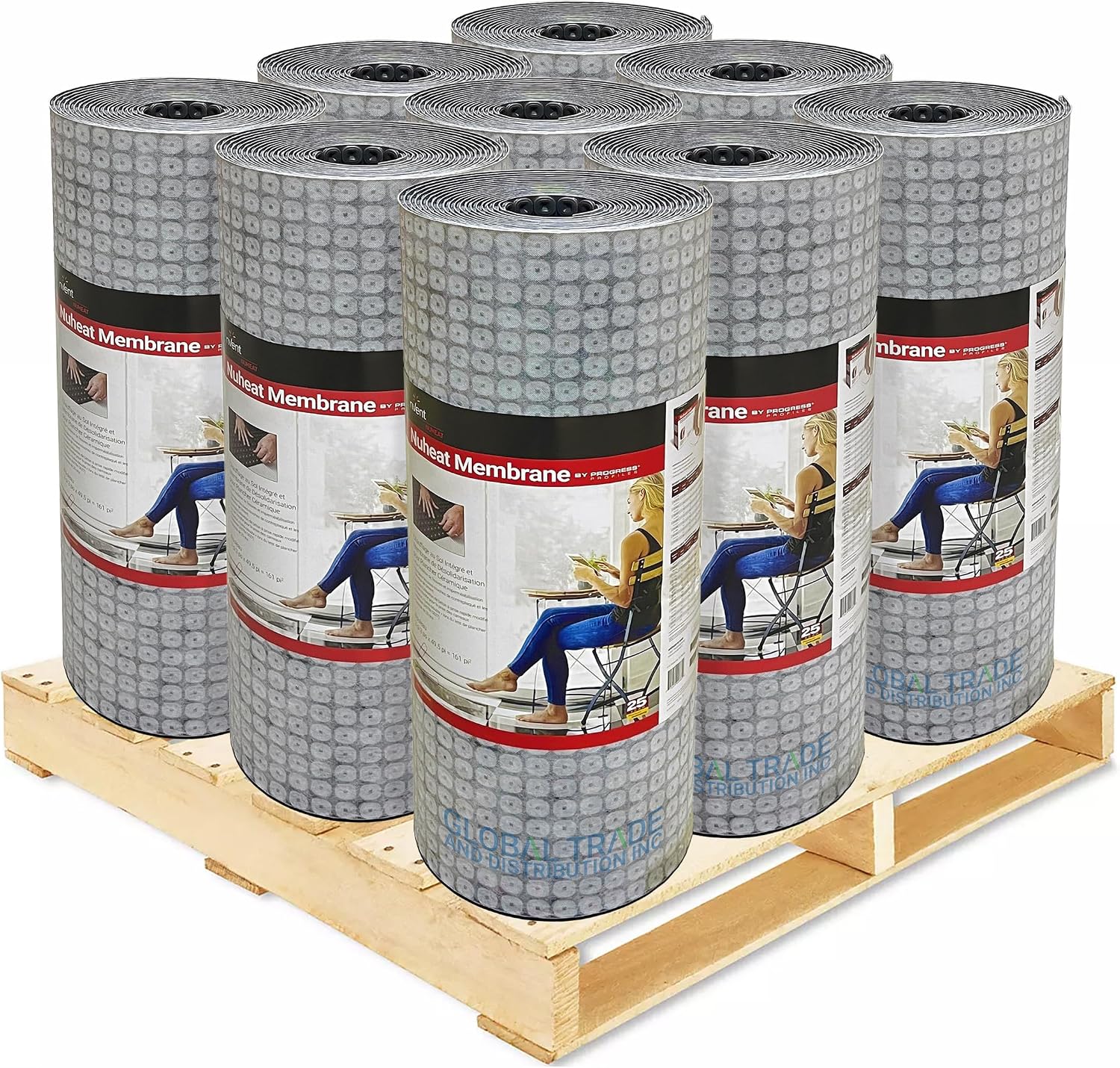 Chemelex NuHeat AC0105 Uncoupling Membrane 161 Sq Ft Roll (39" x 49.5') NUMEM161 Non-Woven Polypropylene Heating Pad, Waterproof Anti-Fracture Floor Underlayment for Heating Systems, 9 Rolls Bundle