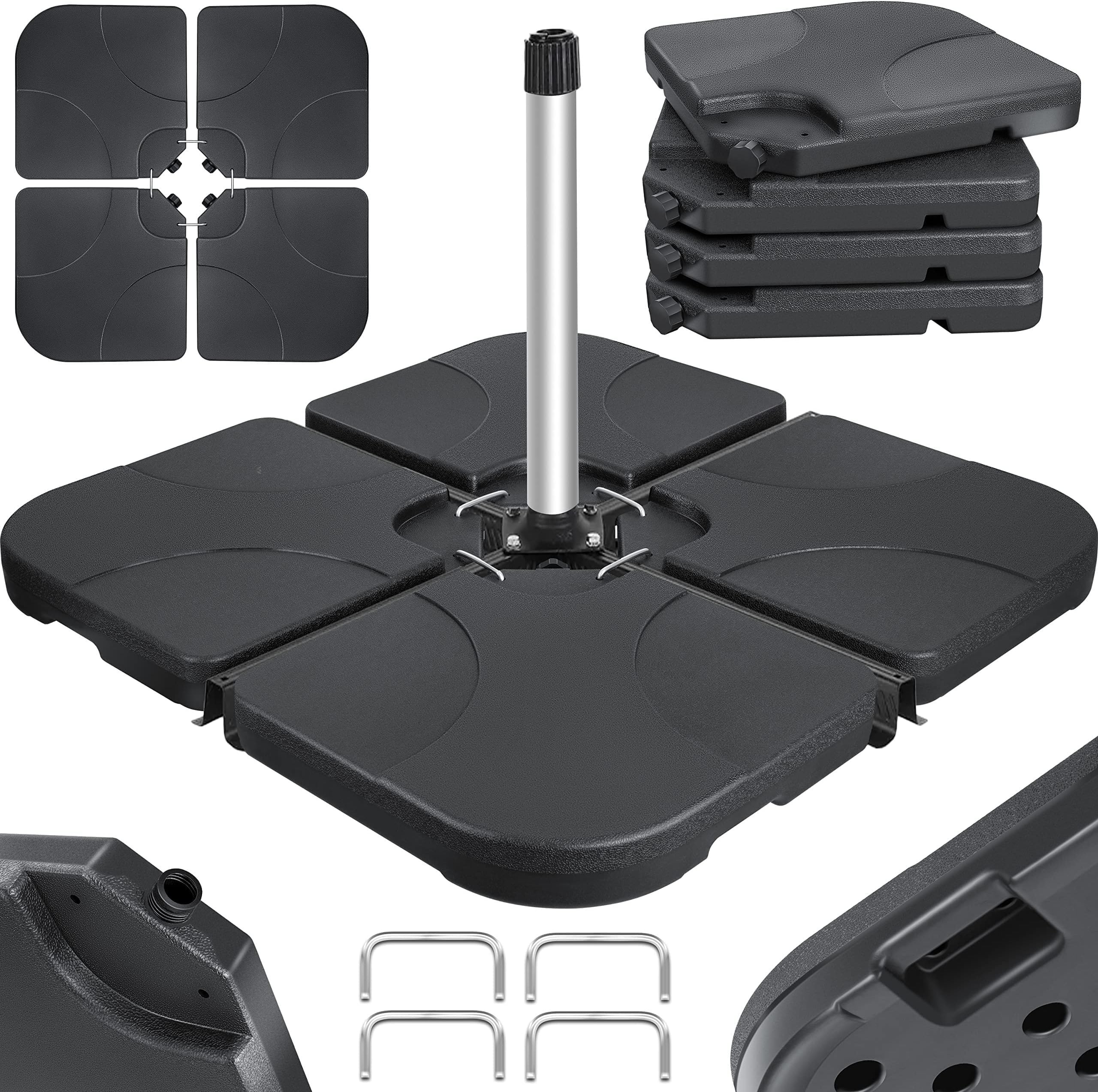 Osoltus Lot De 5 Inserts Réducteurs Pour Pied De Parasol En Granit - Anneaux D'Adaptation 48/38/36/32/28 Mm - Fixation Stable Et Universelle