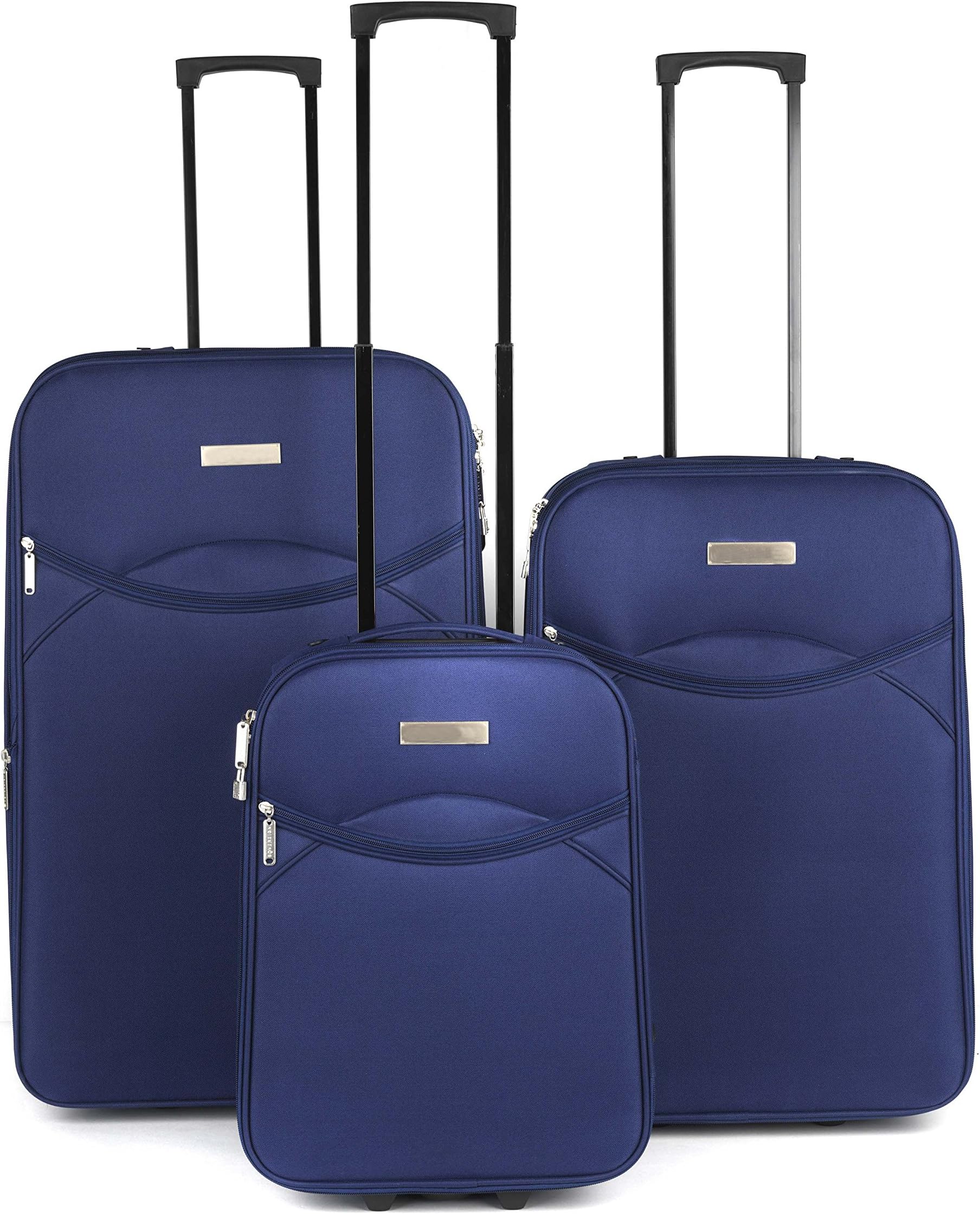 Constellation LG002653PCNAQDMIL Eva 3 Piece Suitcase Set, 18/24/28โ, Navy/Grey