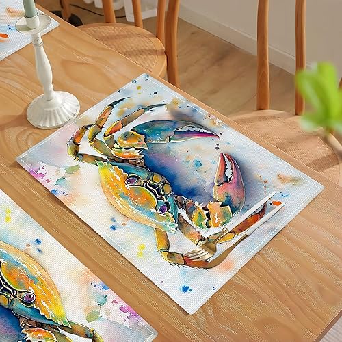 Vista 68 de Juego de 4 manteles individuales botánicos con diseño de flores, plantas botánicas, hojas de flores, rústico, floral, impermeable, lavable