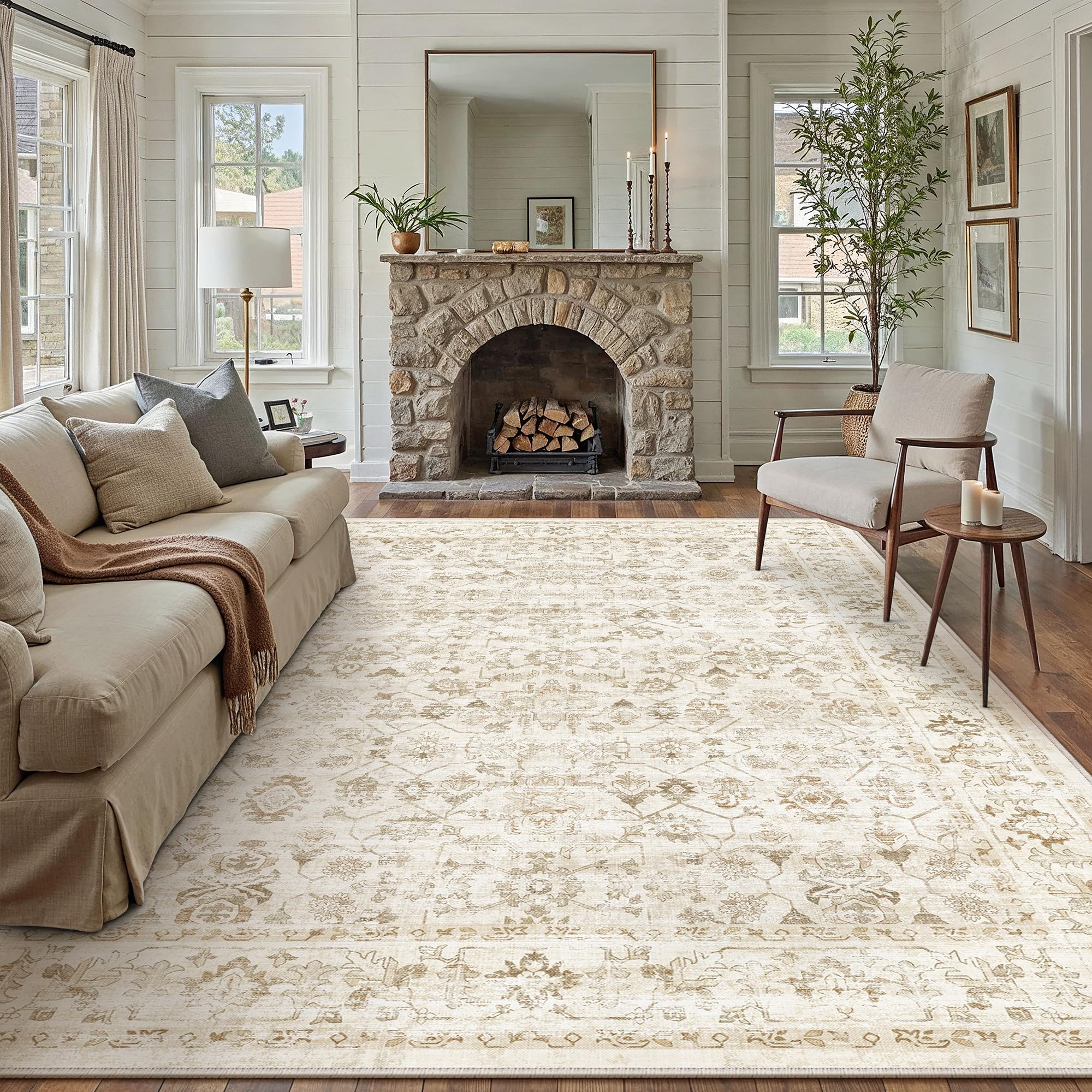 Amazon.com: WondRg 9x12 Beige Washable Neutral Area Rug for Living