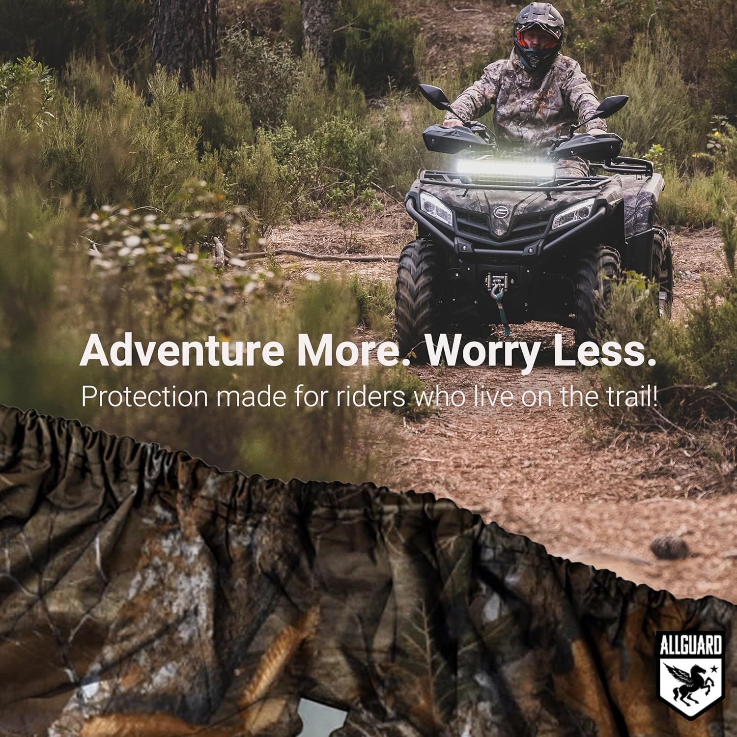 AllGuard Weatherproof Max ATV Cover - Edge Camo - Heavy Duty 600D Marine Grade Polyester, Protects from Rain, Snow, Sun, UV & More (Large - Fits Length: 86" to 96")
