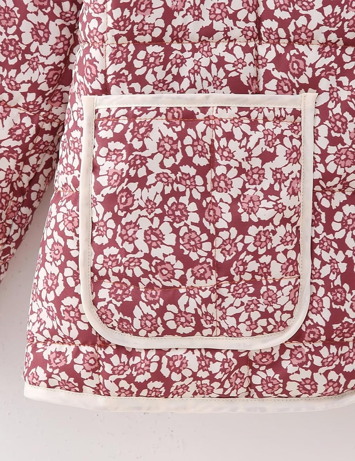 OPCAKM Women's Cropped Floral Print Quilted Jacket Lightweight Coats Open Front Puffer Outerwear - Image 7