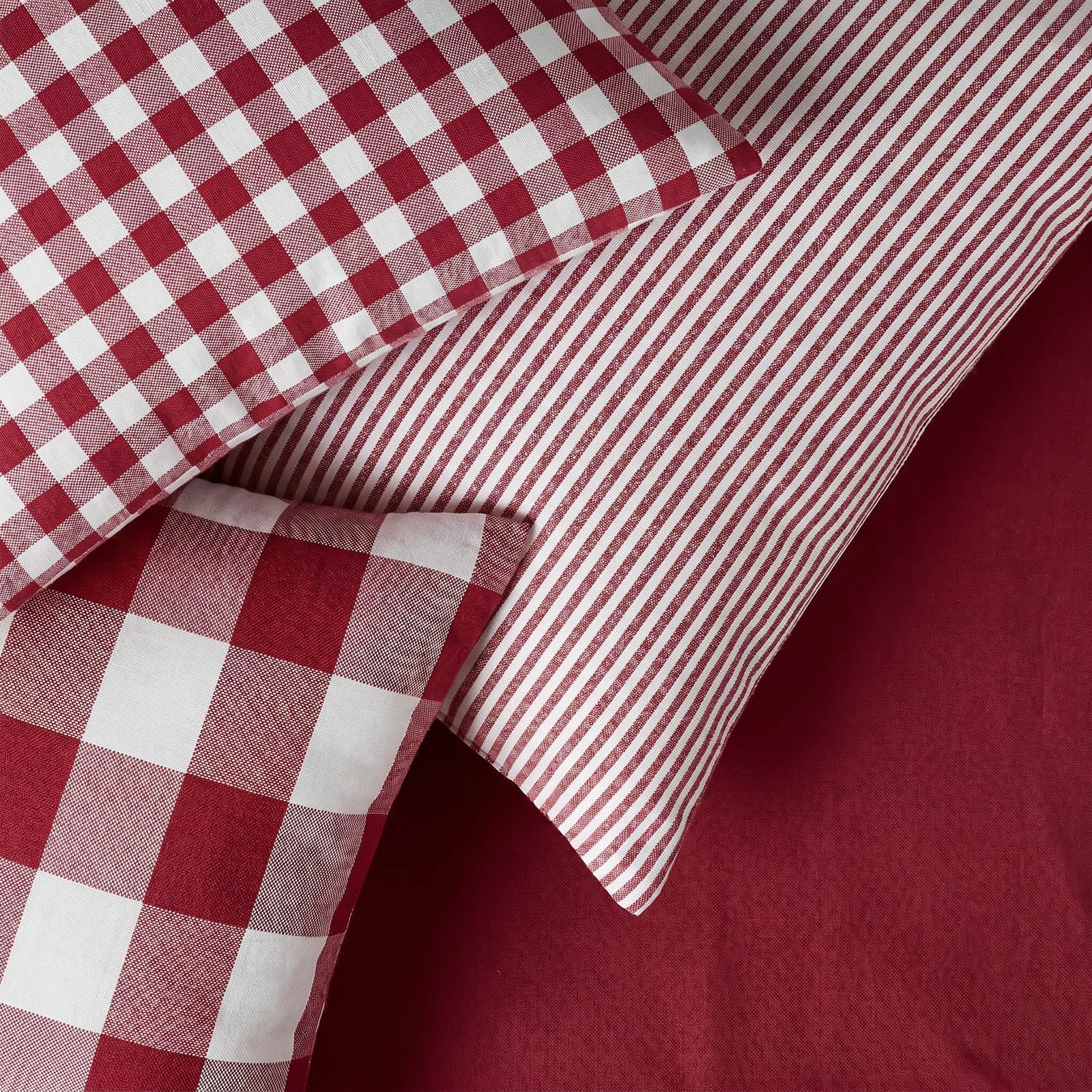 Lot de 4 housses de coussin d'extérieur à carreaux de buffle rouge et blanc 50,8 x 50,8 cm