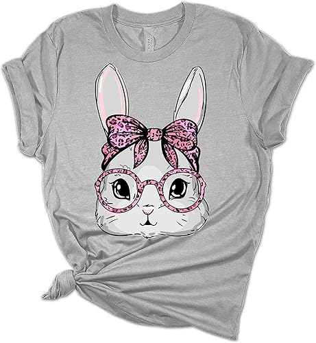 Miniatura 2 de Camiseta con cara de conejo de Pascua para mujer, camisetas gráficas divertidas