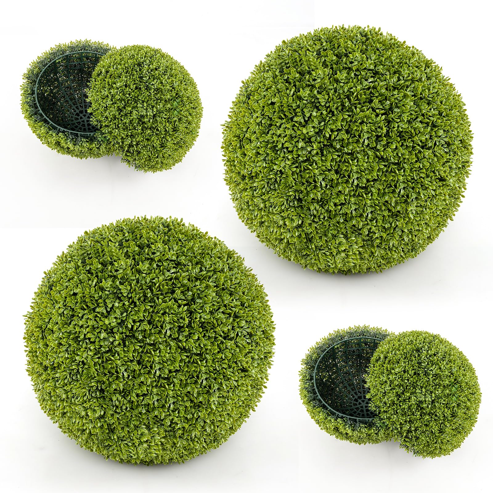 COSTWAY Set di 2 Sfere Topiarie in Bosso Artificiale da 39/50 cm, Sfere Topiarie Protettive dal Sole, Piante Finte Decorative per Giardino, Ingresso, Balcone e Cortile (Diametro 39 cm)