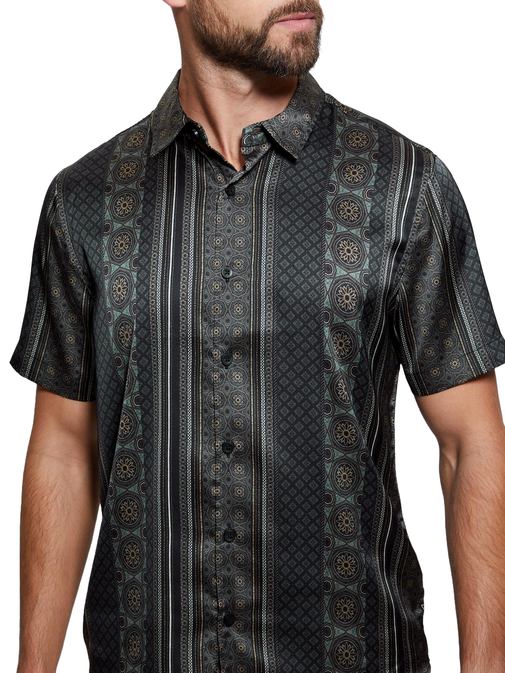 GUESS Men's Eco Charm Mosaic Stripe Shirt