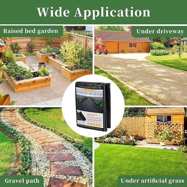 iropro 1m x 10m Heavy Duty Weed Control Membrane Garden Weed Barrier Fabric for Landscaping Driveway Gravel Artificial Grass - 5