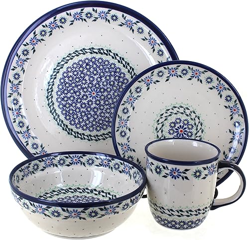 Miniatura 3 de Juego de vajilla de 16 piezas Blue Rose Polish Pottery Ballina