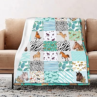 BEFOOD Horse Blanket Horse Gifts for Girls 10-12 Women Teenager Lightweight Cozy Flannel Fleece Throw Blanket Horse Decor Animal Blanket 50
